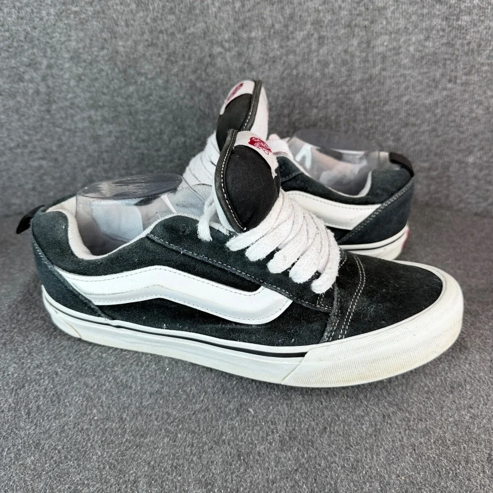 Vans Knu Skool Black White Suede Chunky Skate Shoes Mens 9.5 Low Top VN0009QC6BT